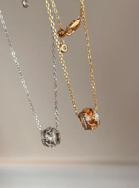 Vintage中古轻奢设计蜜蜂路路通镶钻项链复古精致锁骨链