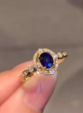 小众别致蓝宝石镶嵌指环宫廷风