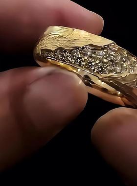 日照金山戒指点钻肌理感2025新款爆款小众独特设计高级食指戒指环