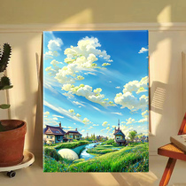 Miyazaki Jun Digital Oil Painting Diy Hand Painted Summer Scenery Graffiti Painting color Artisanal Psychic Decompression Oil Color Painting