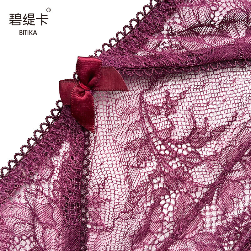 真丝低腰性感女士内裤秋冬紫色无痕透明网纱裤头法式蕾丝丁字裤女,淘宝优惠券,粉丝福利购,淘宝优惠卷