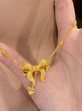 铜合金项链 轻奢在逃公主蝴蝶结项链女时尚锁骨链百搭