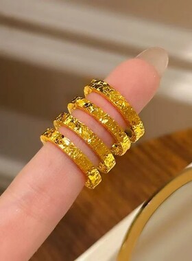 钛钢戒指 轻奢高级感碎冰冰戒指素圈小众情侣指环经典百搭气质款