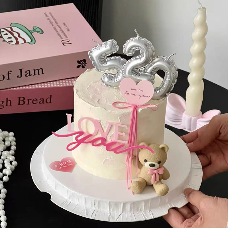 2.14烂漫情人节情侣告白蝴蝶结小熊蛋糕装饰摆件520蜡烛烘焙插件,淘宝优惠券,粉丝福利购,淘宝优惠卷