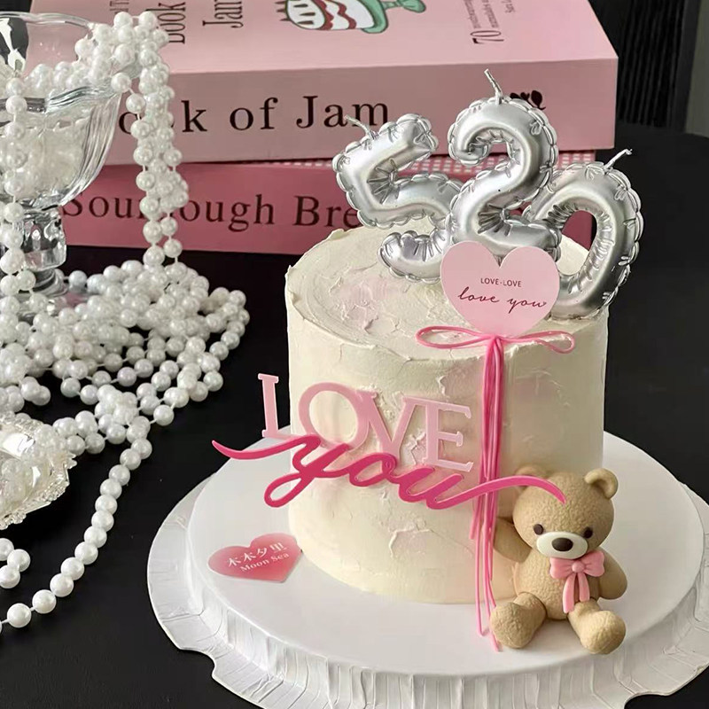 2.14烂漫情人节情侣告白蝴蝶结小熊蛋糕装饰摆件520蜡烛烘焙插件,淘宝优惠券,粉丝福利购,淘宝优惠卷