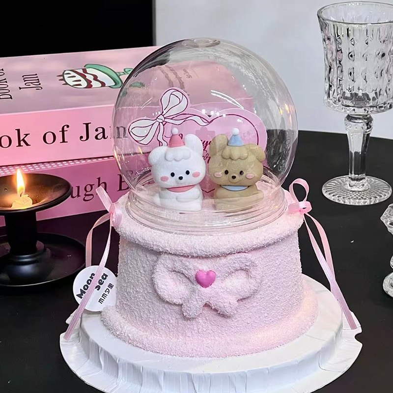 2.14情人节卡通修狗蛋糕装饰摆件爱心卡片水晶球情侣表白装扮插件,淘宝优惠券,粉丝福利购,淘宝优惠卷