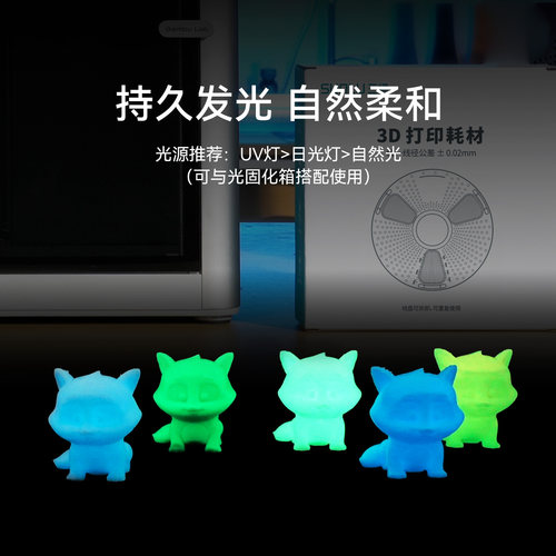 三绿PLA夜光耗材3D打印耗材吸能发光pla透亮整齐排线高韧不翘边环保易打印夜光耗材pla耗材适用拓竹p2s打印机 - 图2