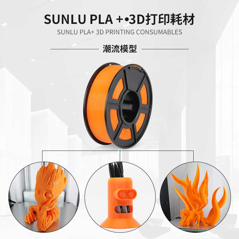 三绿SUNLU 3D打印耗材PLA+ 基础色高韧性高速打印适用创想智能派elegoo拓竹3D打印机 FDM1kg线径1.75整齐排线 - 图2