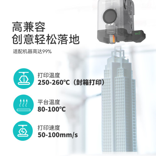 三绿ABS耗材3D打印耗材高韧性ABS耐热稳定封箱低气味耗材可拆线盘ABS适用拓竹P2S 3D打印机耗材abs3d打印耗材 - 图3