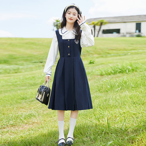 女大童春款连衣裙2026新款儿童洋气少女背带裙子女童演讲学生套装 - 图0
