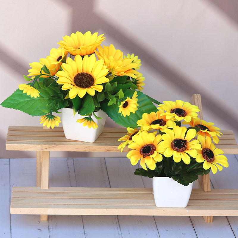 假花向日葵仿真太阳花绢花束插花盆栽室内家居装饰客厅桌面小摆件 - 图1