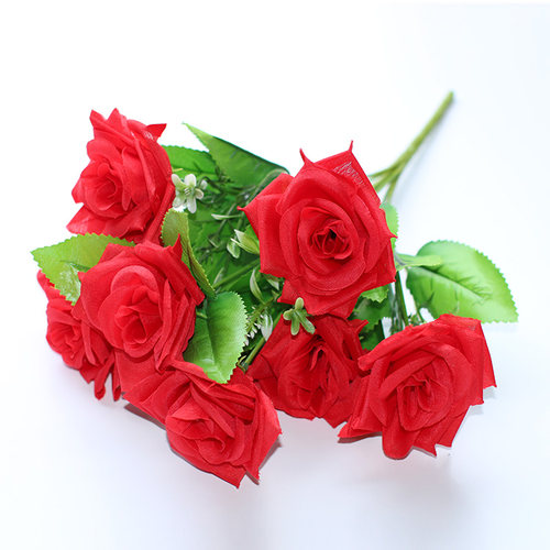 单支假花仿真花束玫瑰干花绢布塑料花小把束婚庆室内装饰插花摆件 - 图2