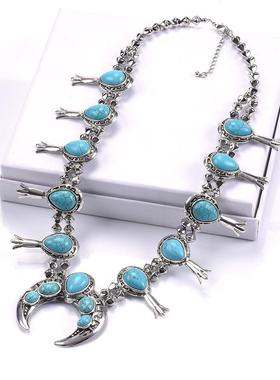 Turquoise necklace, crescent necklace jewelry