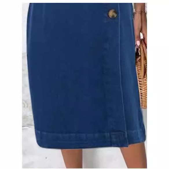 Women's sleeveless denim skirt thin dress for women - 图0