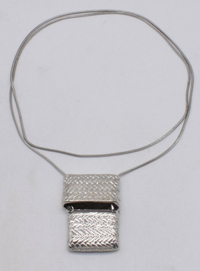 欧美编织包包小盒子造型项链挂件简约时髦蛇骨链小众设计感毛衣链