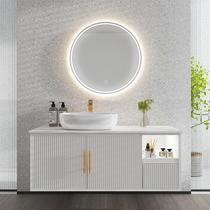 New 2023 small frescoed bath room cabinet combined washroom washstand washstand wash face pool rock plate onstage basin smart mirror