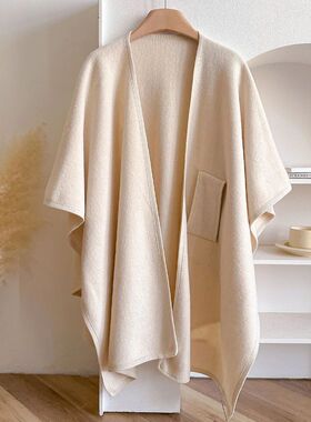 Women Poncho Winter Warm Shawl Double Sided Designer Thicken