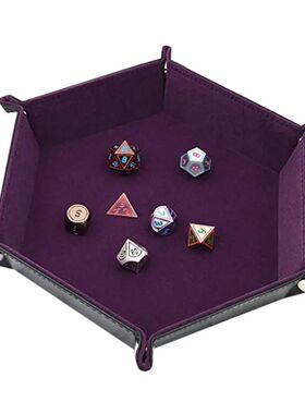 Rolling Folding Hexagon Dice Game Storage Tray PU Leather&Ve