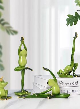 Resin Frog Decor Yoga Theme Handmade Craft Home TV Cabinet W