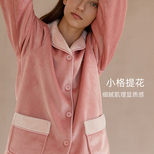 秋鹿【复合绒】情侣睡衣女加厚保暖秋冬珊瑚绒休闲法兰绒家居服男 - 图2