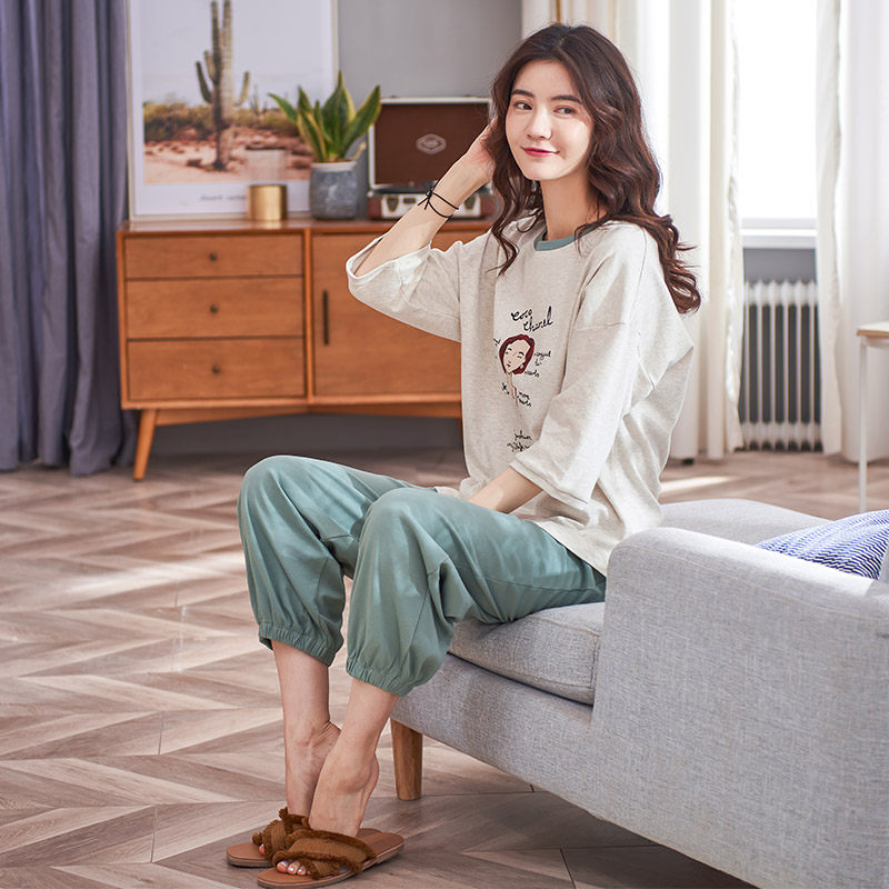 秋鹿清仓夏季新品短袖七分裤睡衣 秋鹿服饰outlets店睡衣/家居服套装