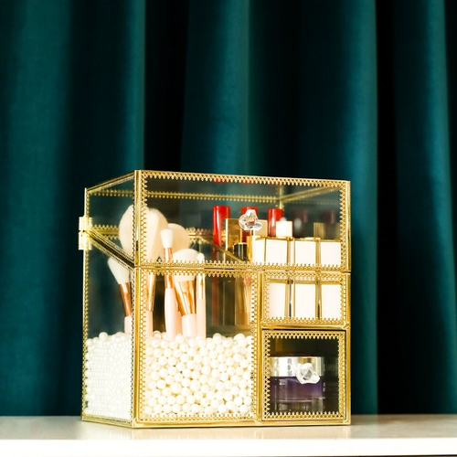 Стеклянная кисть, коробка для хранения, помада, пылезащитная щетка, система хранения из жемчуга, популярно в интернете