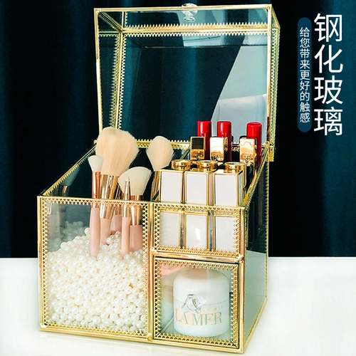 Стеклянная кисть, коробка для хранения, помада, пылезащитная щетка, система хранения из жемчуга, популярно в интернете