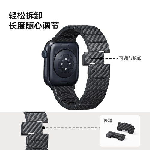 PITAKA适用苹果手表iwatch 11表带新款碳纤维applewatch Ultra3/2/S11/10/9凯夫拉磁吸回环运动腕带高级感男 - 图3