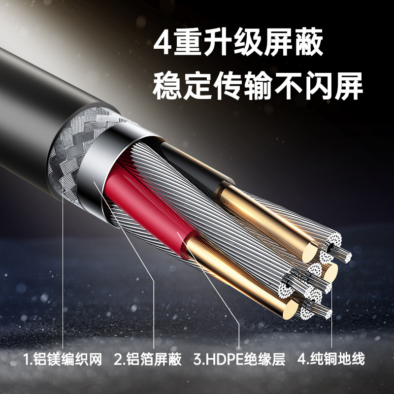 毕亚兹hdmi线2.0高清线4k连接电脑电视显示器240hz投影仪数据加长