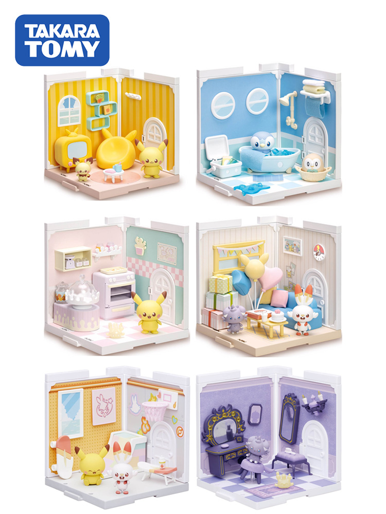 TOMY/多美卡宝可梦Pokepeace小屋皮卡丘波加曼过家家场景拼装房间-图0