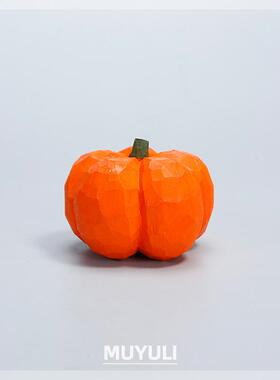 手工木雕南瓜摆件电脑桌面装饰品女生治愈系ins风情人节礼物创意