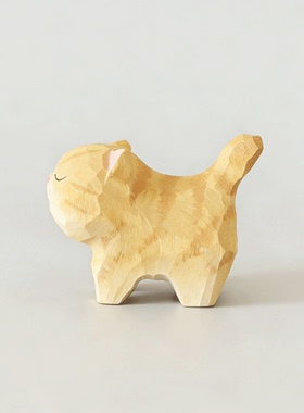 手工木雕小猫桌面摆件金渐层猫咪车内蓝猫木质小动物创意生日礼物