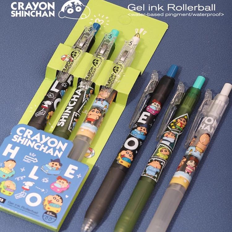 Kookei蜡笔小新联名限定中性笔套装第二弹可爱卡通动漫黑色0.5刷题ins日系黑笔高颜值按动水笔JJ15同款斑马 - 图0