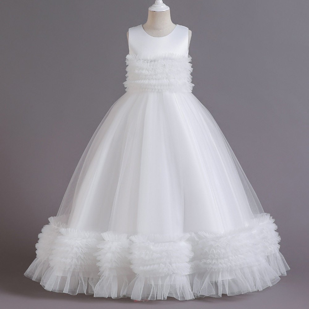 2023新款儿童礼服公主裙女童钢琴演出服装洋气花童小主持人晚礼服