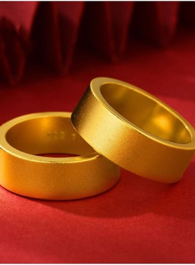 2025越南沙金平面素圈磨砂戒指男女款闭口实心古法传承指环情侣款