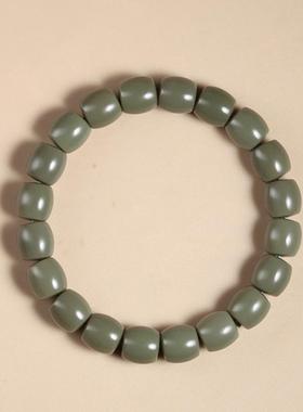 2025新疆天然和田玉一细料青玉沙枣青直切手串10/10mm极限弧手链