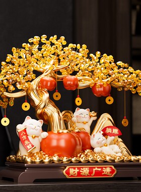 2025发财树招财猫摆件财源广进店铺收银台高档客厅酒柜装饰品开业