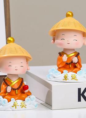 2026创意中式祥云和尚家居办公桌面公仔装饰可爱手工高级感树脂摆