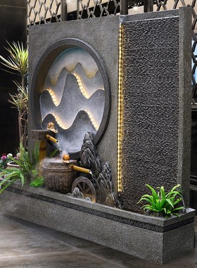 大假山流水喷泉鱼缸客厅办公室酒店会所落地摆件户外田园庭院景观