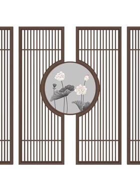 实木花格仿古门窗镂空新中式屏风隔断木雕客厅吊顶背景墙栅栏装饰