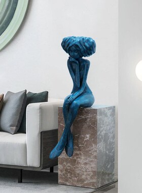 售楼处落地雕塑人像拿圈人装饰品样板房间美容院展厅抽象人物摆件