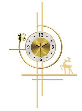 网红挂钟客厅现代简约艺术静音钟表家用轻奢大气时钟壁灯格栅装饰