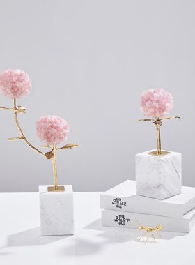 现代简约粉水晶花球酒柜装饰品摆件客厅电视柜轻奢高档家居摆设