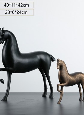 新中式禅意马摆件简约玄关客厅酒柜样板房间软装饰品创意抽象摆设