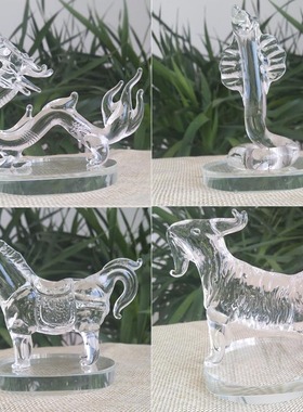 水晶12十二生肖生日礼物玻璃鼠牛虎兔龙蛇马羊猴鸡狗猪属相小摆件