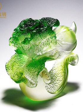 琉璃工艺品白菜如意摆件客厅玄关高档家居装饰品公司店铺开业礼物