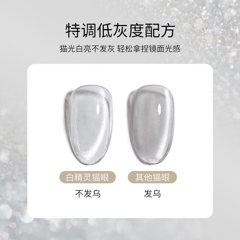 爆闪白精灵晶石猫眼指甲油胶2025年新款冰透玻璃珠猫眼美甲店专用 - 图1