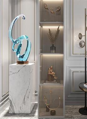 家居入户玄关摆件样板房桌面软装饰品客厅电视柜两侧透明树脂雕塑