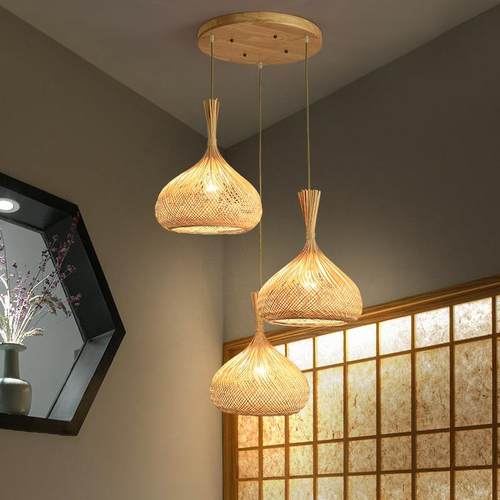 新款直销竹编吊灯民宿茶室装饰中式火锅店茶楼日式卧室餐厅吧台竹 - 图0