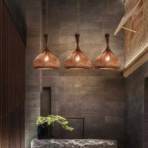 新款直销竹编吊灯民宿茶室装饰中式火锅店茶楼日式卧室餐厅吧台竹 - 图2